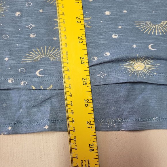 New Sweatshirt Project Women's Small Shirt Blue Sun Moon Blouse Short Sleeve Top - Picture 12 of 12